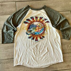 VINTAGE 80s JOURNEY THE BAND FRONTIERS 1983 TOUR RAGLAN T-SHIRT SZ L